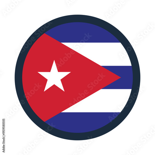Background of the flag of the Republic of Cuba. Badge emblem circle and square Cuba