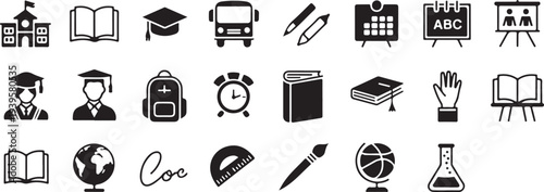 education icon pack school supplies learning symbols vector