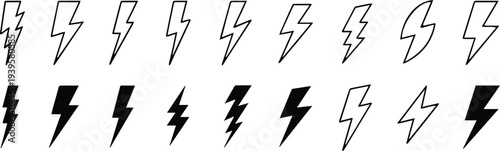 lightning symbol pack vector bolt logo mark and interface icon set
