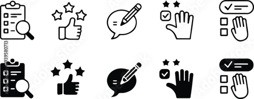 feedback outline glyph icons for review rating comment forms