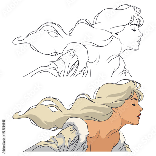 Graceful beauty with flowing blonde hair.