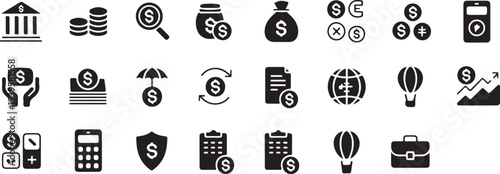 finance business icons briefcase document clipboard chart analytics