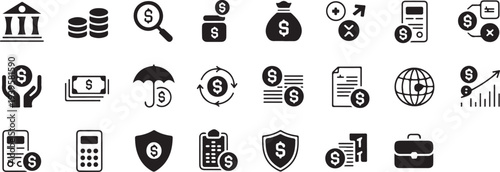 finance banking icons coin currency transfer mobile banking app