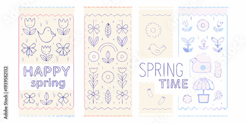 Delicate floral and lettering designs celebrating the arrival of spring