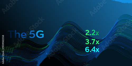 Abstract representation of 5g technology with wave patterns and speed indicators