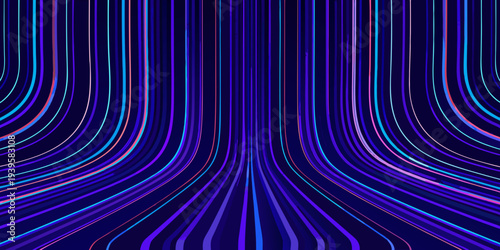 Tableau sur toile Abstract vertical lines converge towards a vanishing point with vibrant colors