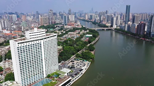 Wallpaper Mural Guangzhou Pearl River Aerial View with Modern Skyline and Riverside Park Torontodigital.ca