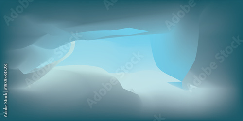 Abstract blue and teal gradient background with flowing ethereal shapes and soft light.