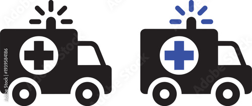Emergency Vehicle Icons: Capturing the essence of urgency and aid with sleek icons of an ambulance, symbolizing swift response and crucial medical assistance.