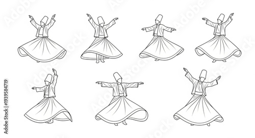Quadro su tela Collection of Elegant Ballet Dancer Sketches in Various Poses.
