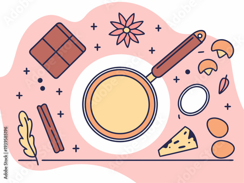 Frying Pan Top View Vector Illustration