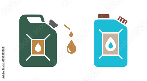 Solid multicolor canister symbol with oil drop, industrial fuel vector icon in outline style.