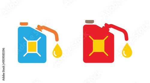 Multicolor solid canister icon with fuel drop symbol, oil industry vector concept in outline pictogram style.