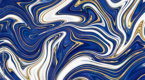 Abstract fluid art background with pastel blue and golden marble texture. Liquid turquoise acrylic painting backdrop.