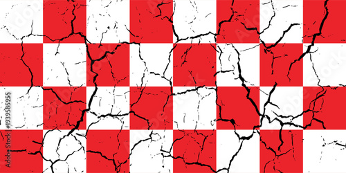 Red and white lattice vector illustration alternating into square shape medium size.