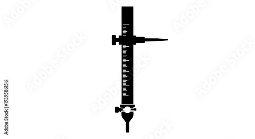 Black silhouette of a precision drafting instrument on white background for design and architecture