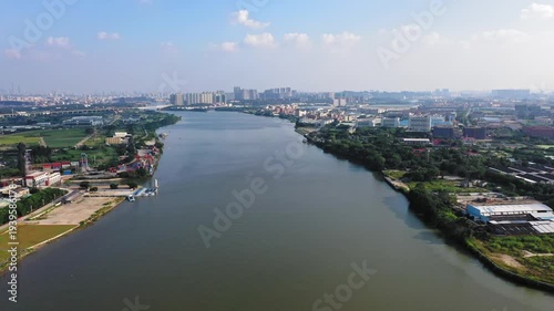 Wallpaper Mural Guangzhou Pearl River Aerial View with Modern Skyline and Green Parks Torontodigital.ca