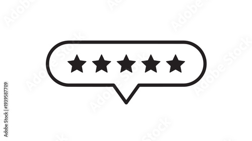 Stars rating feedback symbol with speech bubble outline, excellent evaluation concept featuring star, review, excellence with award and success