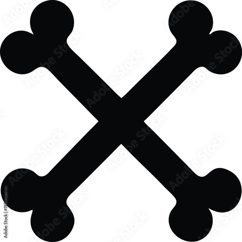 A graphic illustration of crossed bones in a bold black style on a white background named v 6 eps