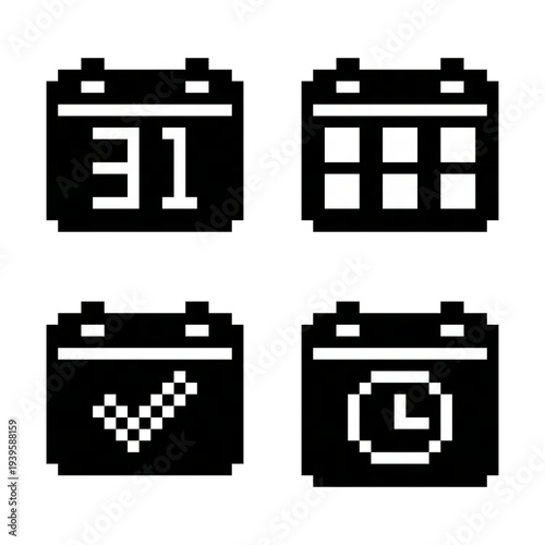 Photos A set of 4 calendar icons in solid pixel art