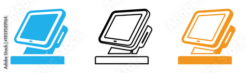 Mobile phone stand icons in blue black and orange