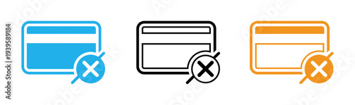 Browser window icons with cancel symbols