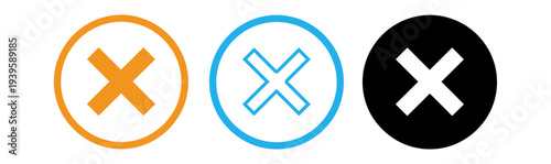 Three x marks in different colored circles