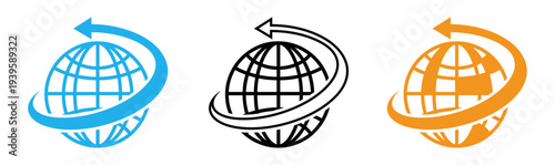 Global network and recycling icons