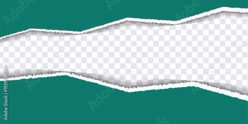 Teal Paper Torn Open Revealing Transparent Background with Shadow Effect