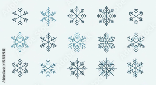 Collection of Various Snowflake Patterns and Designs.