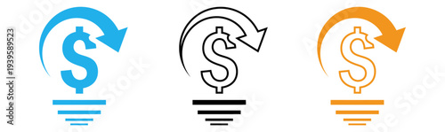 Financial symbols with dollar sign and arrows