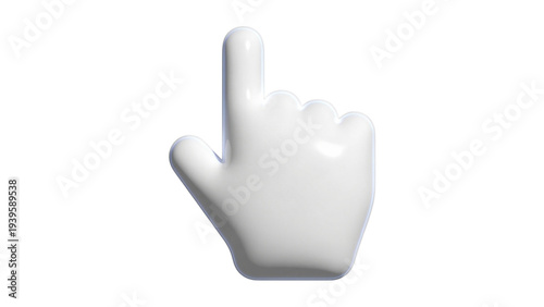 Foto 3D rendering of a white computer mouse pointer cursor hand isolated on white background