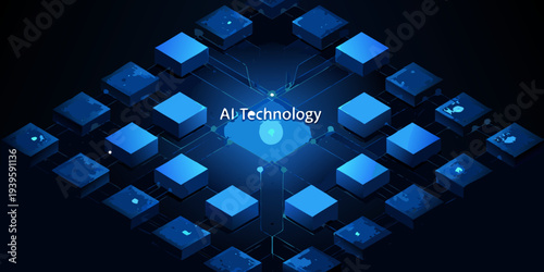 Abstract representation of artificial intelligence and interconnected network systems
