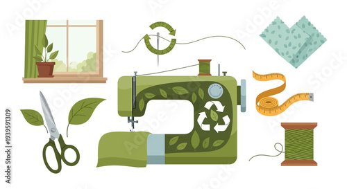 Sustainable Fashion & Eco-Sewing: Green Crafting Tools with Recycling Concept and Natural Elements