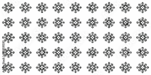 Intricate floral patterns arranged in a symmetrical grid formation