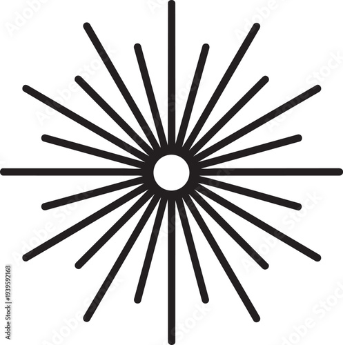 laser light flash starburst spark ray burst effect industrial optical technology vector line icon isolated illustration