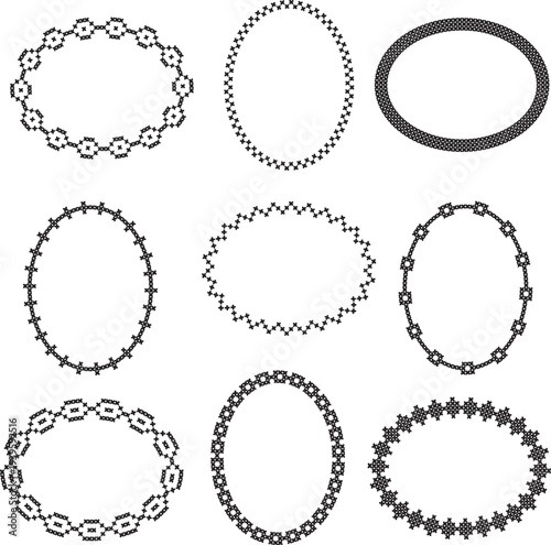 black cross stitch oval frames