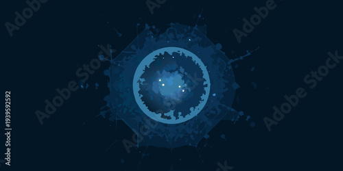 Abstract blue splash with a central oval shape and star like details