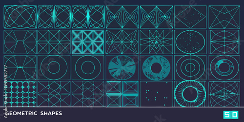 Collection of abstract geometric patterns in a grid layout