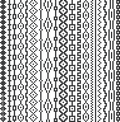 black cross stitch vector border patterns