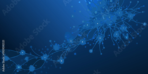 Abstract blue network with glowing nodes and connecting lines