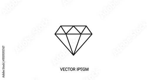 Diamond Gemstone Vector Line Art Icon.