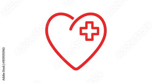 Red heart with medical cross symbol.