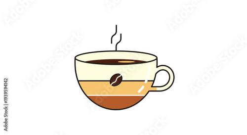 A steaming cup of coffee.