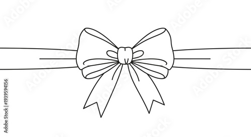 Ribbon bow tied in a knot.