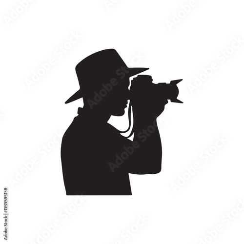 Silhouette Vector of Person Smoking Pipe in Minimalist Black and White Cartoon Style
