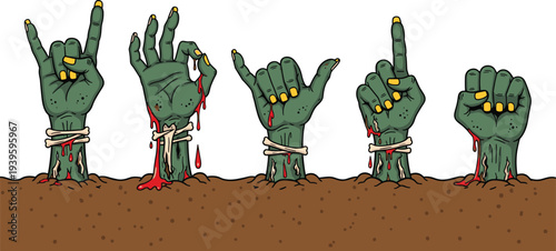 Set of Cute Halloween Cartoon Characters Featuring a Gentleman Cat, Small Blue Zombie, Mummy Twins, and a Pumpkin Head Monster in a Stylish Orange Hoodie