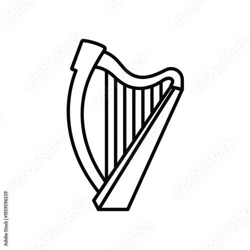 Irish harp musical instrument outline icon for st patricks day isolated transparent background