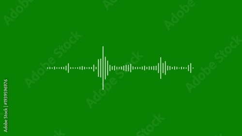 Audio waveform visualizer animation, white sound wave spectrum on green screen background, podcast audio frequency signal meter, music equalizer rhythm bars overlay effect 4k video