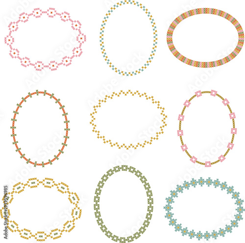 color cross stitch oval frames